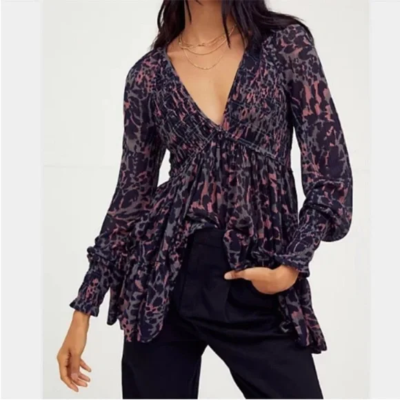 Free People Dark Romance Tunic in Dark Combo Size S - Picture 2 of 11